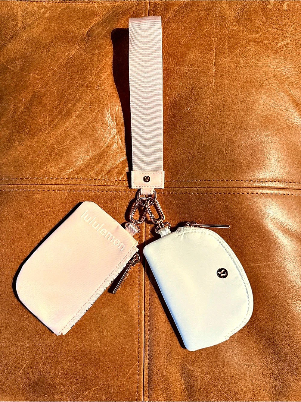 NEW lululemon Dual Pouch Wristlet in Pink & White